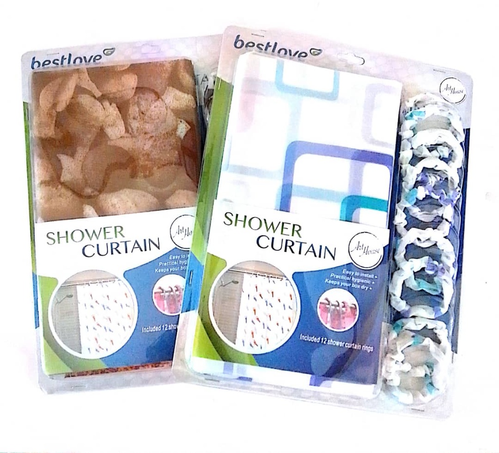 SET CORTINA DE BAÑO CON ARGOLLAS DE POLIESTER 1