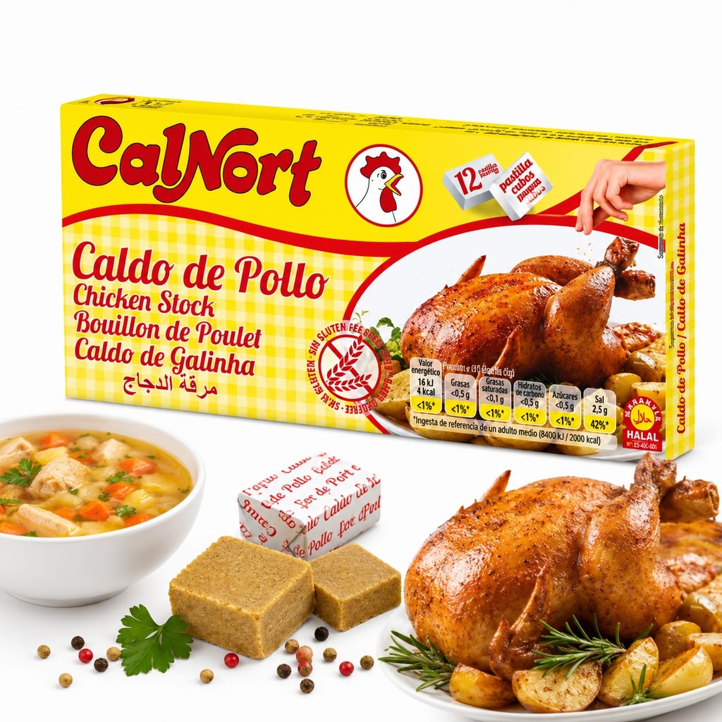 Caldo de Pollo pastilla 10 g Calnort
